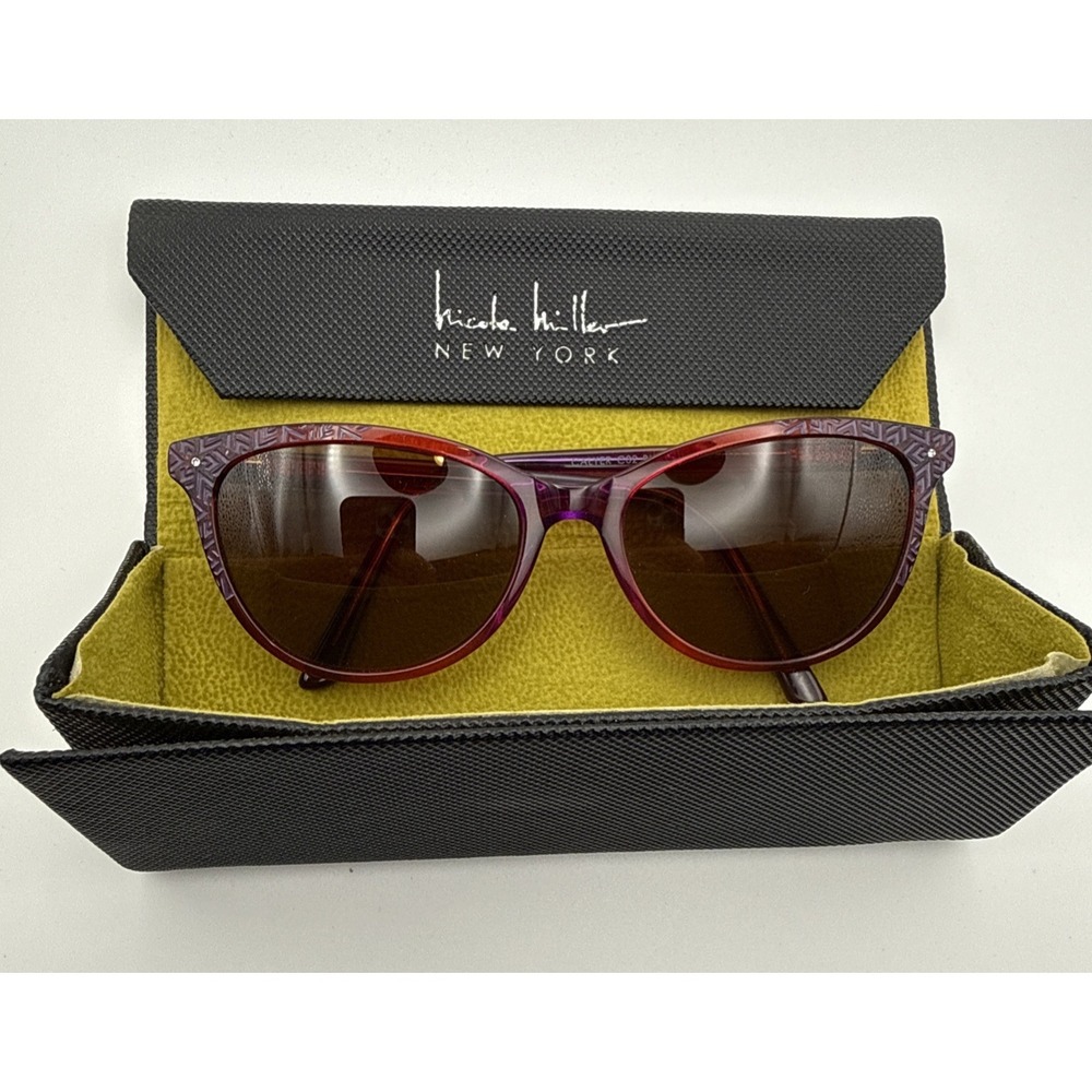 AUTHENTIC NICOLE MILLER "CALYER" Burgandy Sunglasses 55mm 17 140 & Travel Case - Picture 9 of 9